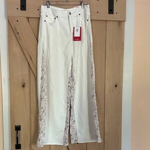 Lucky Brand Palazzo White Floral Boot Cut Pants